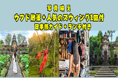 【日本語ガイド】ウブド村観光と棚田ランチ（アラスハルムにてお好きなスウィング1回付）